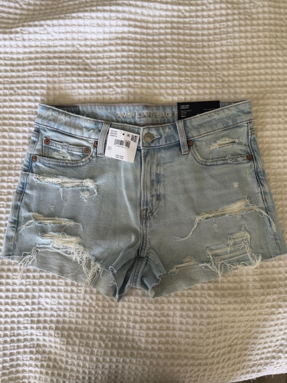 American Eagle Outfitters Light Wash Distressed Denim Cutoff Shorts